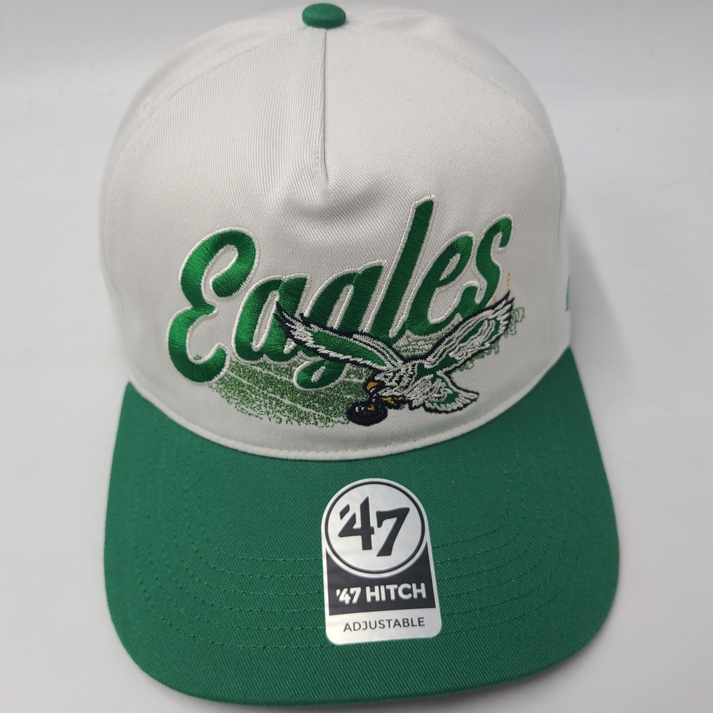 Philadelphia Eagles Hat Snapback 47 Brand Hitch Enfield White Green NFL Football